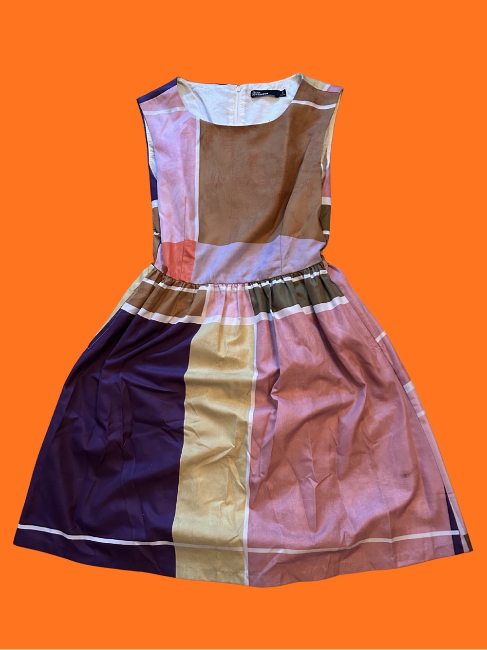 dear creatures Colorblock Midi Dress in Pink, Purple, Gold, Brown